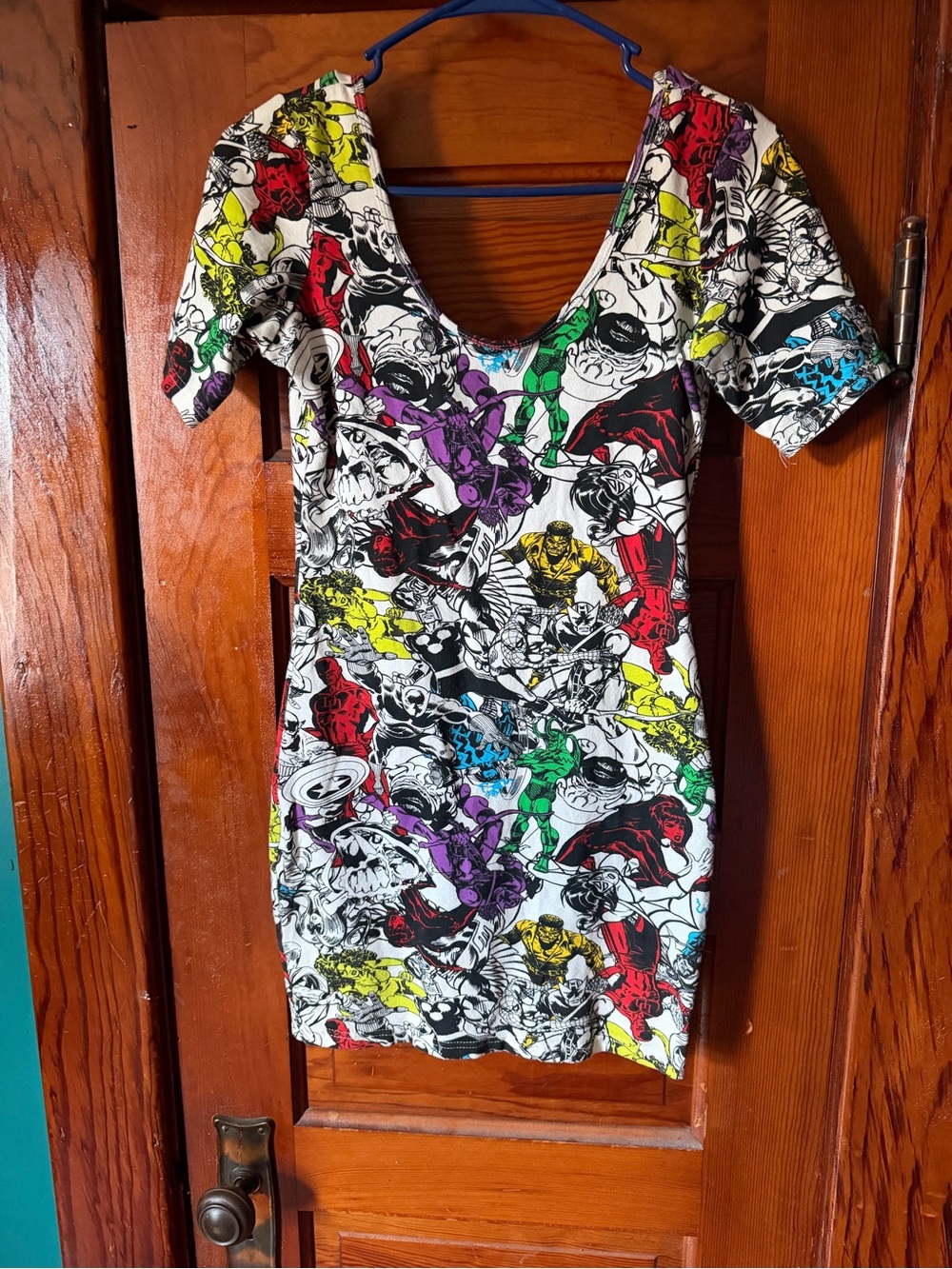 Graphic Multicolor Scoop-Back Bodycon Dress
